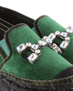 Vidorreta Outlet|Slipper detalle en terciopelo verde Merce Doble