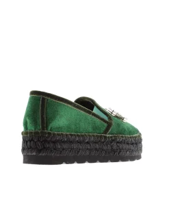 Vidorreta Outlet|Slipper detalle en terciopelo verde Merce Doble