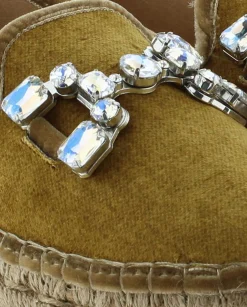 Vidorreta Outlet|Slipper detalle en terciopelo mostaza Merce Doble
