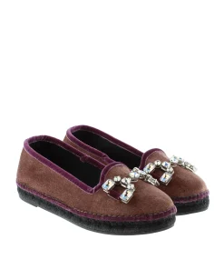 Vidorreta Outlet|Slipper detalle en terciopelo berenjena Pitiusa