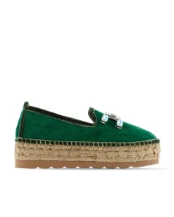 Vidorreta Outlet|Slipper detalle en terciopelo verde Merce Doble