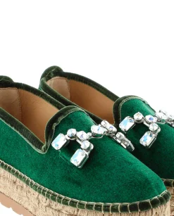 Vidorreta Outlet|Slipper detalle en terciopelo verde Merce Doble