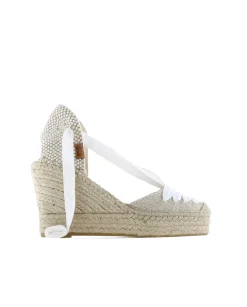 Mujer Vidorreta Sandalias Cuña|Valenciana cintas en lino metal blanco Tilo 7