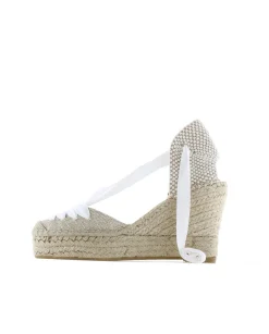 Mujer Vidorreta Sandalias Cuña|Valenciana cintas en lino metal blanco Tilo 7