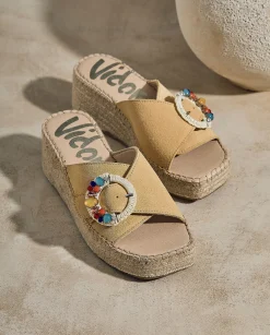 Mujer Vidorreta Zuecos|Zueco broche en serraje limón Vinci