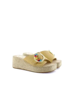 Mujer Vidorreta Zuecos|Zueco broche en serraje limón Vinci