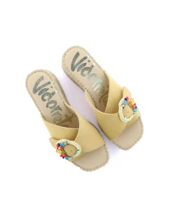 Mujer Vidorreta Zuecos|Zueco broche en serraje limón Vinci