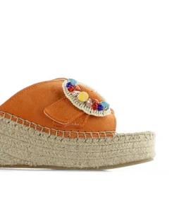 Mujer Vidorreta Zuecos|Zueco broche en serraje naranja Vinci
