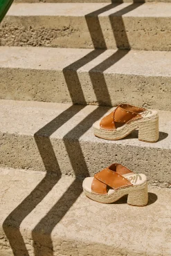 Mujer Vidorreta Zuecos|Sandalias Cuña|Zueco cruzado vaquetta cuero