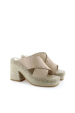 Mujer Vidorreta Zuecos|Sandalias Cuña|Zueco cruzado vaquetta natural