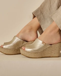 Mujer Vidorreta Zuecos|Zueco en napa metal dorado Dominica
