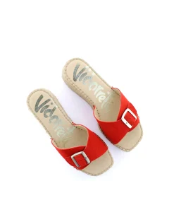 Mujer Vidorreta Zuecos|Zueco hebilla en serraje rojo Vinci